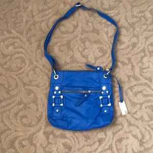 Marc Fisher periwinkle blue 100% pvc faux leather shoulder bag.